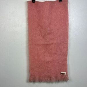 HAND ACRAFT Vintage Mohair Wool Pink Rectangle Scarf